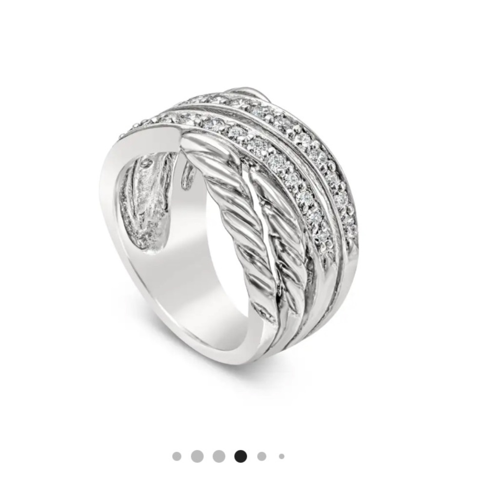 David Yurman Diamond Crossover Ring in Sterling Silver